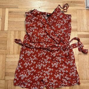 LOFT Red Patterned Romper